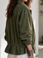 Stylish Casual Corduroy Jacket With Asymmetric Collar