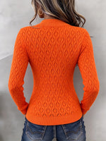Vibrant Chic Textured Half-Zip Knit Pullover