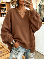 Casual Oversized Cozy Striped Sweatershirt