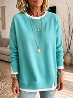 Casual Layered False Two-piece Waffle Knit Pullover