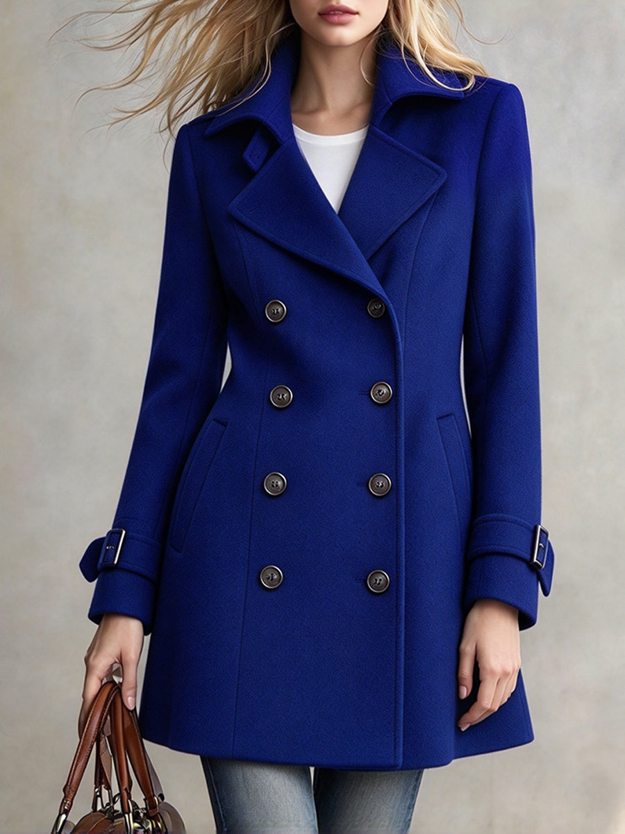 Cozy Double-breasted Wool-blend Mid-length Coat