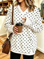 Comfortable Color Block Polka Dot Layered-Look Sweatshirt