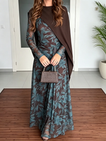 Elegant Floral Stretch Mesh Midi Dress