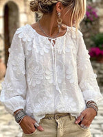 Exquisite And Elegant Cotton Shirt With 3d Embroidery