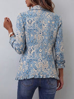 Bohemian Paisley Print Ruffled Linen-cotton Jacket