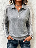 Casual Sweatshirt with Lace Paneling