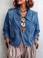 Statement Gold-Button Denim Jacket