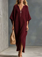 Relaxed-fit Waffle-knit Half-zip Dress