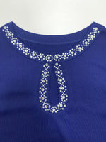 Rhinestone-embellished Ribbed Knit Top
