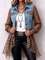 Chic Western Leopard Print Denim Jacket