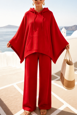 Hooded Cape And Wide-Leg Trouser Set