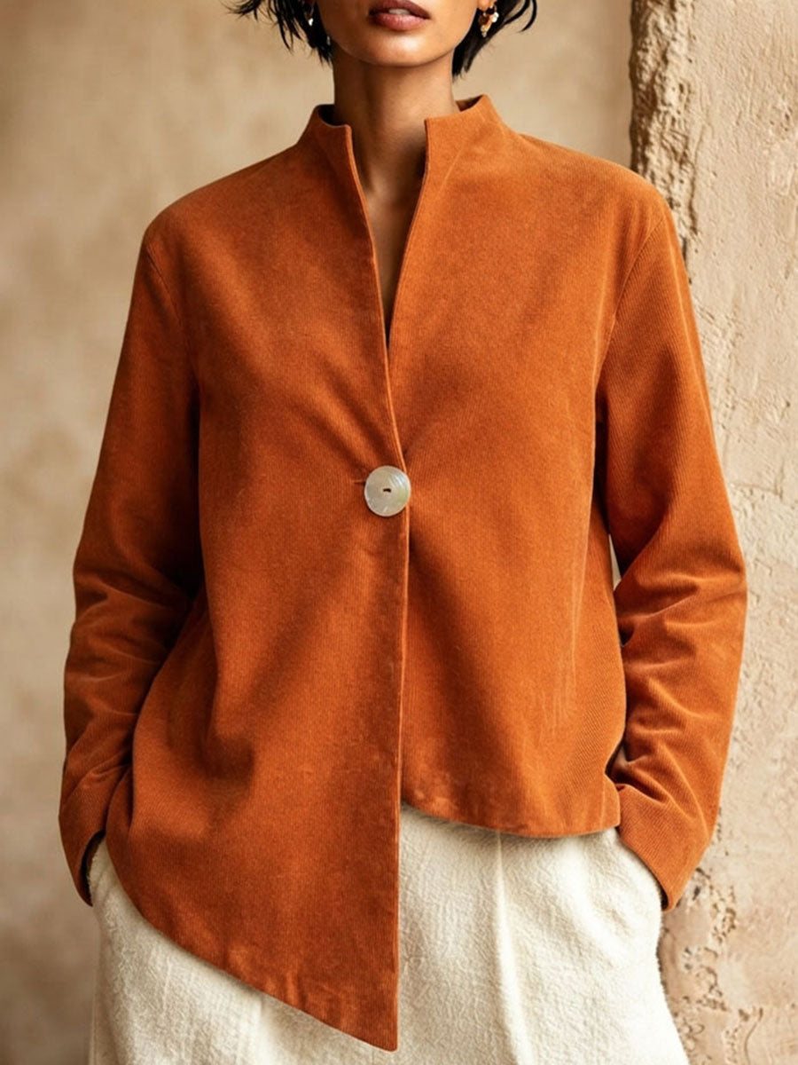 Elegant Chic Asymmetric Corduroy Tops