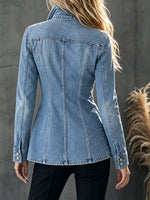 Stylish And Casual Military-style Denim Jacket